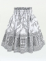 Hula Pa'u Skirt with Kahiko Print / White & Black / G2641