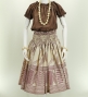 Hula Pa'u Skirt with Kahiko Print / Beige & Wine / G2645