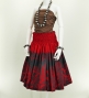 Hula Pa'u Skirt with Bird of Paradise Print / Red & Black / J2647