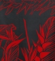 Hula Pa'u Skirt with Bird of Paradise Print / Red & Black / J2647