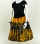 Hula Pa'u Skirt with Bird of Paradise Print / Mustard Yellow & Black / J2649