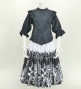 Hula Pa'u Skirt with Bird of Paradise Print / White & Black / G2651