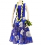 Hula Midi Dress with Hibiscus Print / Luxury Collection / Blue / J2672bl