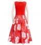 Hula Midi Dress with Hibiscus Print / Luxury Collection / Red / J2672rd