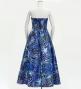 Hula Long Dress with Heliconia Print / Luxury Collection / Blue / J2679bl