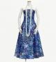 Hula Long Dress with Heliconia Print / Luxury Collection / Blue / J2679bl
