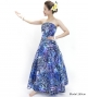 Hula Long Dress with Heliconia Print / Luxury Collection / Blue / J2679bl
