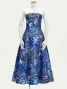 Hula Long Dress with Heliconia Print / Luxury Collection / Blue / J2679bl