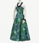 Hula Long Dress with Heliconia Print / Luxury Collection / Green / J2679gr