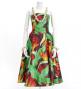 Hula Midi Dress with Strelitzia Print / Luxury Collection / Brown Red / J2680br
