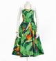 Hula Midi Dress with Strelitzia Print / Luxury Collection / Green / J2680gr
