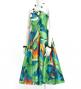 Hula Midi Dress with Strelitzia Print / Luxury Collection / Turquoise Blue / J2680tbl