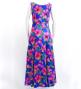 Hula Long Hibiscus Dress with Velvet / Luxury Collection / Blue / J2681bl
