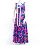 Hula Long Hibiscus Dress with Velvet / Luxury Collection / Blue / J2681bl