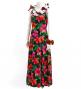 Hula Long Hibiscus Dress with Velvet / Luxury Collection / Green / J2681gr