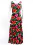 Hula Long Hibiscus Dress with Velvet / Luxury Collection / Green / J2681gr