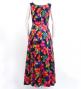 Hula Long Hibiscus Dress with Velvet / Luxury Collection / Navy / J2681nv