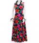 Hula Long Hibiscus Dress with Velvet / Luxury Collection / Navy / J2681nv