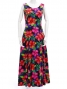 Hula Long Hibiscus Dress with Velvet / Luxury Collection / Navy / J2681nv