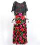 Hula Long Hibiscus Dress with Velvet / Luxury Collection / Red / J2681rd