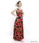 Hula Long Hibiscus Dress with Velvet / Luxury Collection / Red / J2681rd