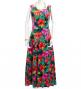 Hula Long Hibiscus Dress with Velvet / Luxury Collection / Turquoise Blue / J2681tbl