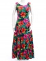 Hula Long Hibiscus Dress with Velvet / Luxury Collection / Turquoise Blue / J2681tbl