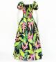 Hula Long Dress with Heliconia Print / Luxury Collection / Black / J2687bk