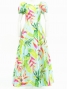 Hula Long Dress with Heliconia Print / Luxury Collection / Light Blue / J2687lbl