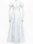 Hula Long Dress with Heliconia Print / Luxury Collection / White / J2687wh