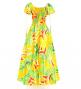 Hula Long Dress with Heliconia Print / Luxury Collection / Yellow / J2687ye