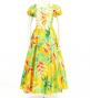 Hula Long Dress with Heliconia Print / Luxury Collection / Yellow / J2687ye