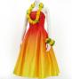 Hula Midi Gradation Dress/ Luxury Collection / Dark Orange & Yellow / J2709dorye