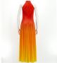 Hula Long Gradation Dress with Velvet / Luxury Collection / Dark Orange & Yellow / J2711dorye