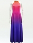 Hula Long Gradation Dress with Velvet / Luxury Collection / Orange & Purple / J2711orpu