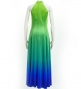 Hula Long Gradation Dress with Velvet / Luxury Collection / Yellow Green & Blue / J2711yegrbl