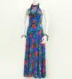 Hula Long Red Ginger Dress with Velvet / Luxury Collection / Blue / J2713bl
