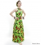 Hula Long Red Ginger Dress with Velvet / Luxury Collection / Green Yellow / J2713grye