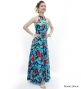 Hula Long Red Ginger Dress with Velvet / Luxury Collection / Light Blue / J2713lbl