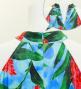 Hula Long Red Ginger Dress with Velvet / Luxury Collection / Light Blue / J2713lbl