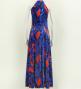 Hula Long Red Ginger Dress with Velvet / Luxury Collection / Navy / J2713nv