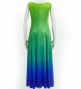 Hula Long Dress with Velvet / Luxury Collection / Yellow Green & Blue / J2714yegrbl