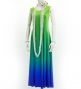 Hula Long Dress with Velvet / Luxury Collection / Yellow Green & Blue / J2714yegrbl