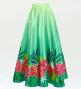 Hula Long circular skirt with Hibiscus & Tiare/ Luxury Collection / Green / J2718gr
