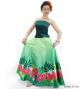 Hula Long circular skirt with Hibiscus & Tiare/ Luxury Collection / Green / J2718gr