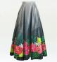Hula Long circular skirt with Hibiscus & Tiare/ Luxury Collection / Gray / J2718gy