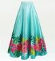 Hula Long circular skirt with Hibiscus & Tiare/ Luxury Collection / Light blue / J2718lbl