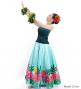 Hula Long circular skirt with Hibiscus & Tiare/ Luxury Collection / Light blue / J2718lbl