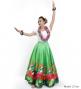 Hula Long circular skirt with Hibiscus &  Strelitzia/ Luxury Collection / Green / J2719gr