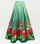 Hula Long circular skirt with Hibiscus &  Strelitzia/ Luxury Collection / Greengray / J2719grgy